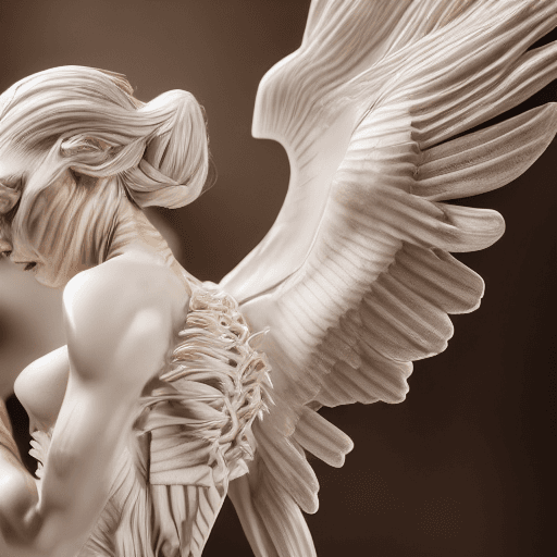 AI generated: Carved porcelain cyborg angels,different full body modelposition, high detailed cinematic background...