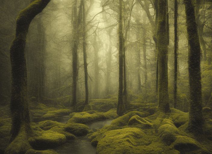 AI generated: ((A R T, word)), real photo, hi-res, 8K, forest landscape, rain forrest, text mix background