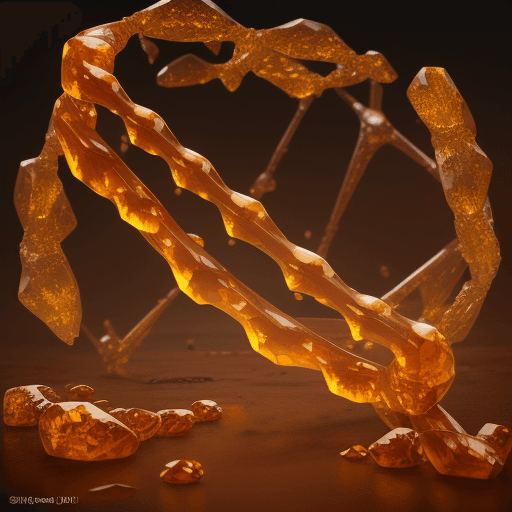 AI generated: render of a DNA molecule made of bones and amber, with 'Lyly' writings, hyper realistic, 4k, artisti...