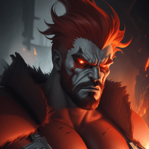 AI generated: picture of <lora:fire giant> inside human sceleton. The face is extremely angry and rouge, ready to ...