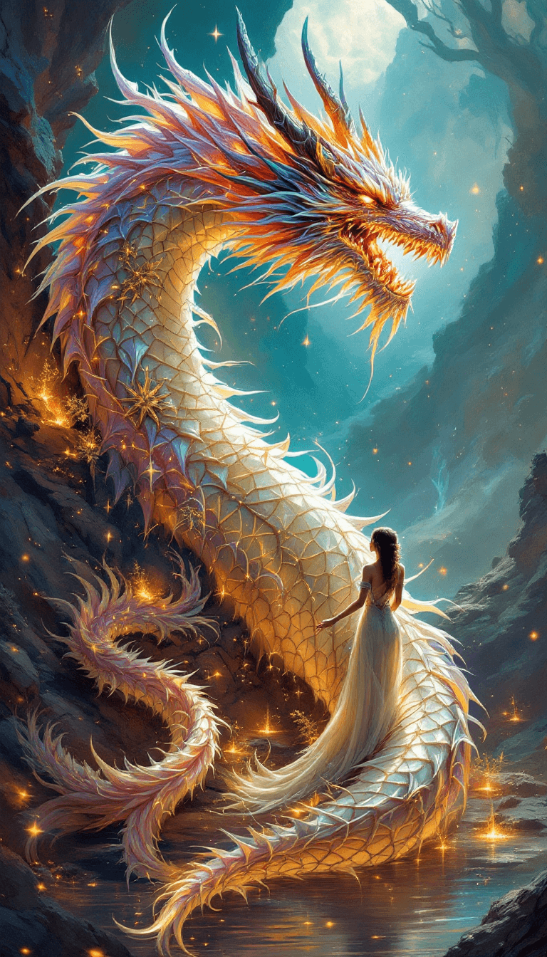 AI generated: final fantasy, beautifull dragon  with extrem many dettails and accesories,  glowing, mystic dragon ...