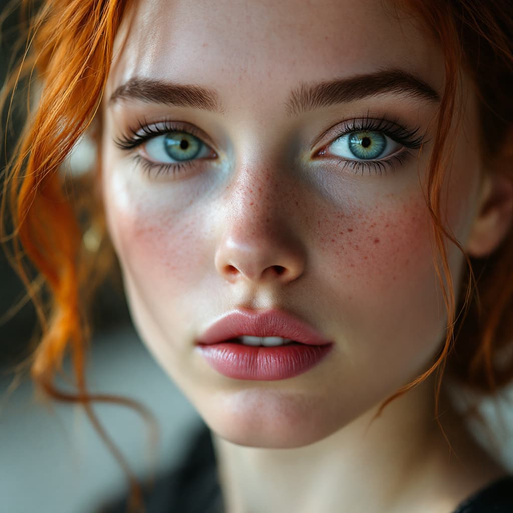 AI generated: Photo of a ultra realistic close up (full face and hair visible) of a model face,Her face has a narr...