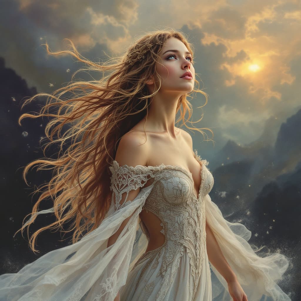 AI generated: hyper realistic goddess Brigid from Celtic mythology