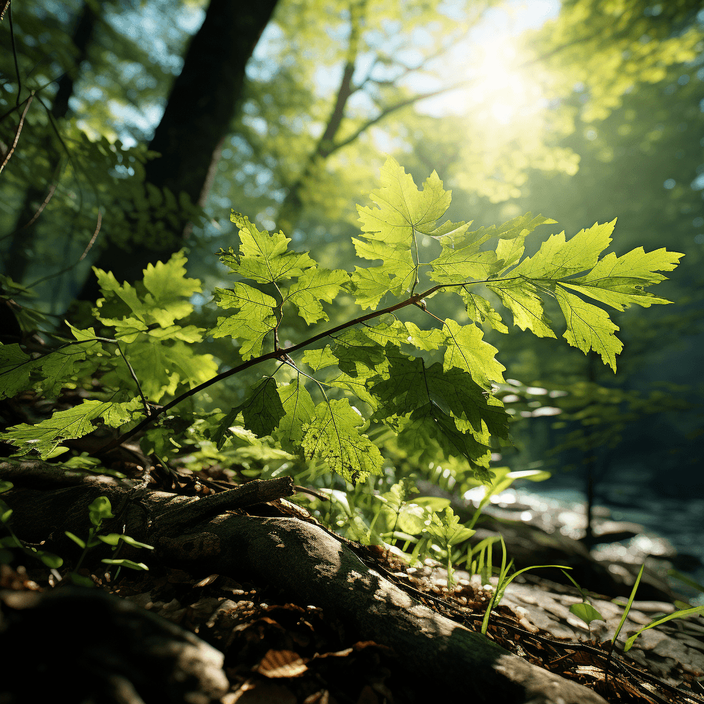 AI generated: Depict the gentle rustle of leaves as a breeze stirs through the forest, creating a dynamic and live...