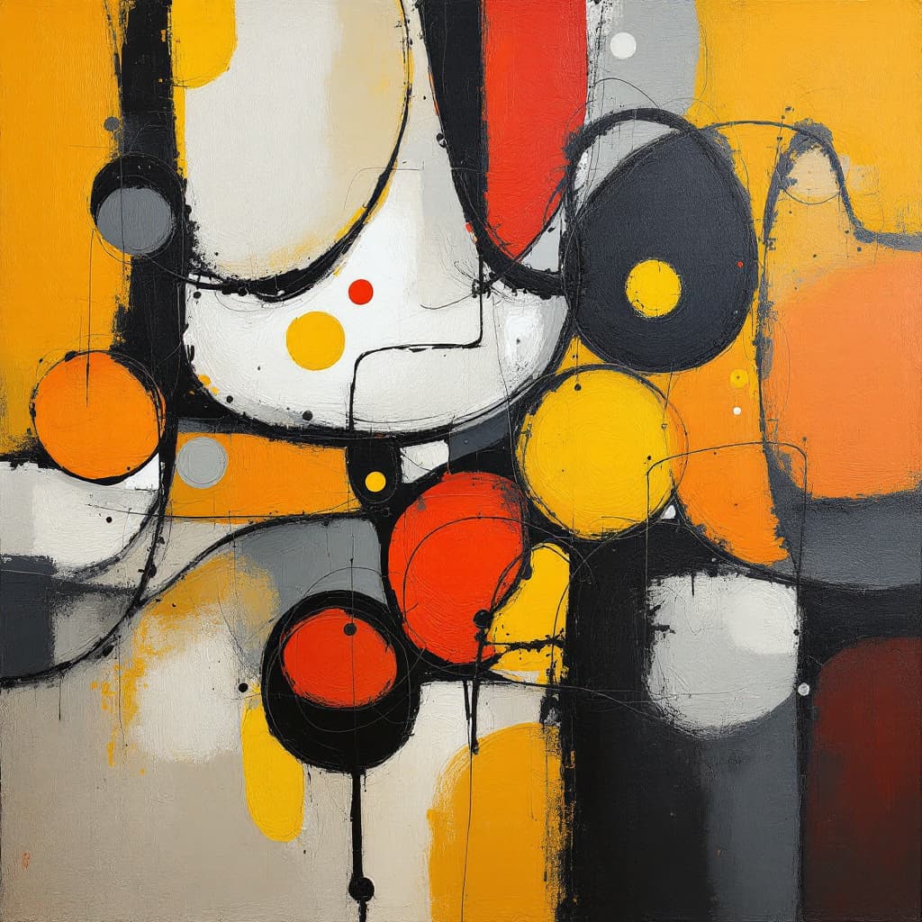 AI generated: abstract realism painting in orange and grey with modern brush techniques, in the style of Picasso, ...