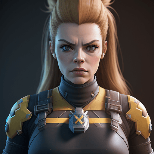 AI generated: Brigitte (Overwatch) como superheroína futurista, hiperrealismo, joven, hermosa, estetica, fotorreal...