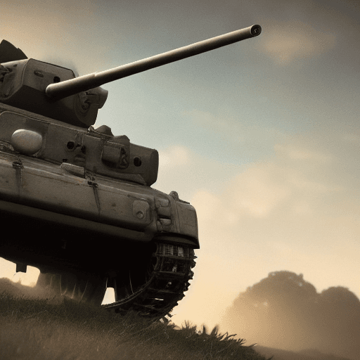 AI generated: Photo of a ultra realistic tank, dramatic light, pale sunrise, cinematic lighting, battered, low ang...