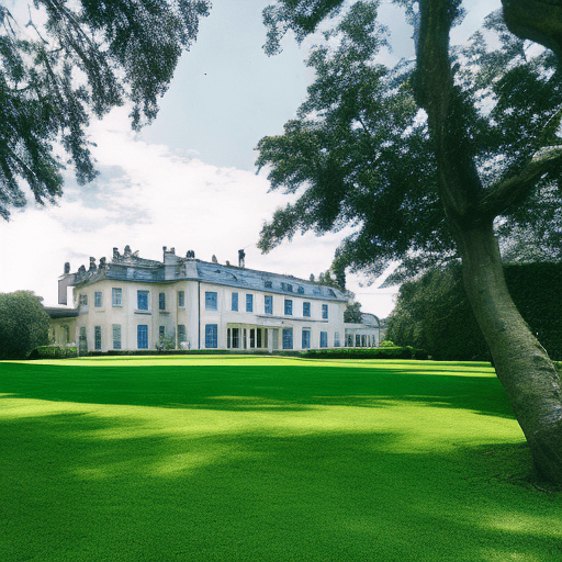 AI generated: a shot scene from the god father of 1972. an scene of a beautiful white mansion in a countryside. bl...
