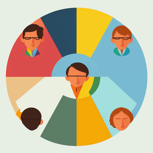 AI generated: A flat illustration of 3 -4 scientists ,vibrant colors,Medium shot, , simple minimalistic style, sty...