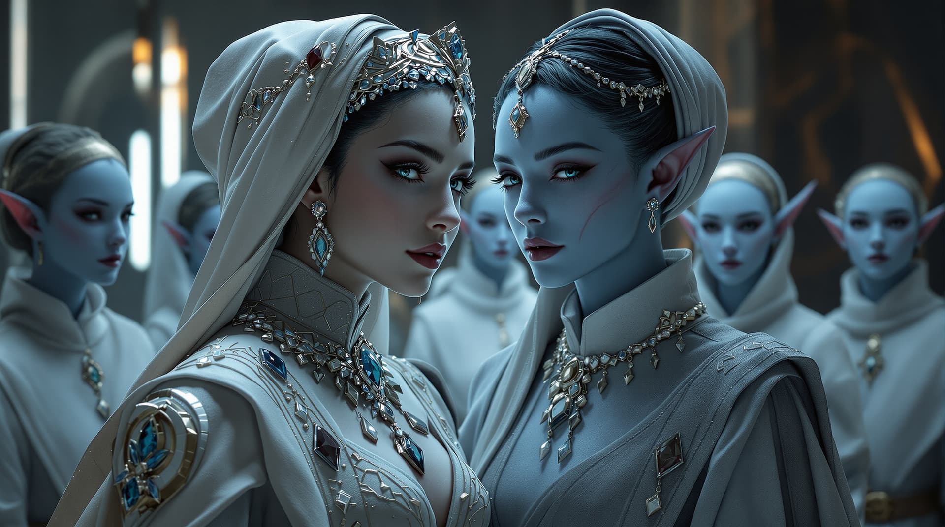 AI generated:  Image is a high-resolution close up hyper realistic digital artwork depicting royal elite couple wi...