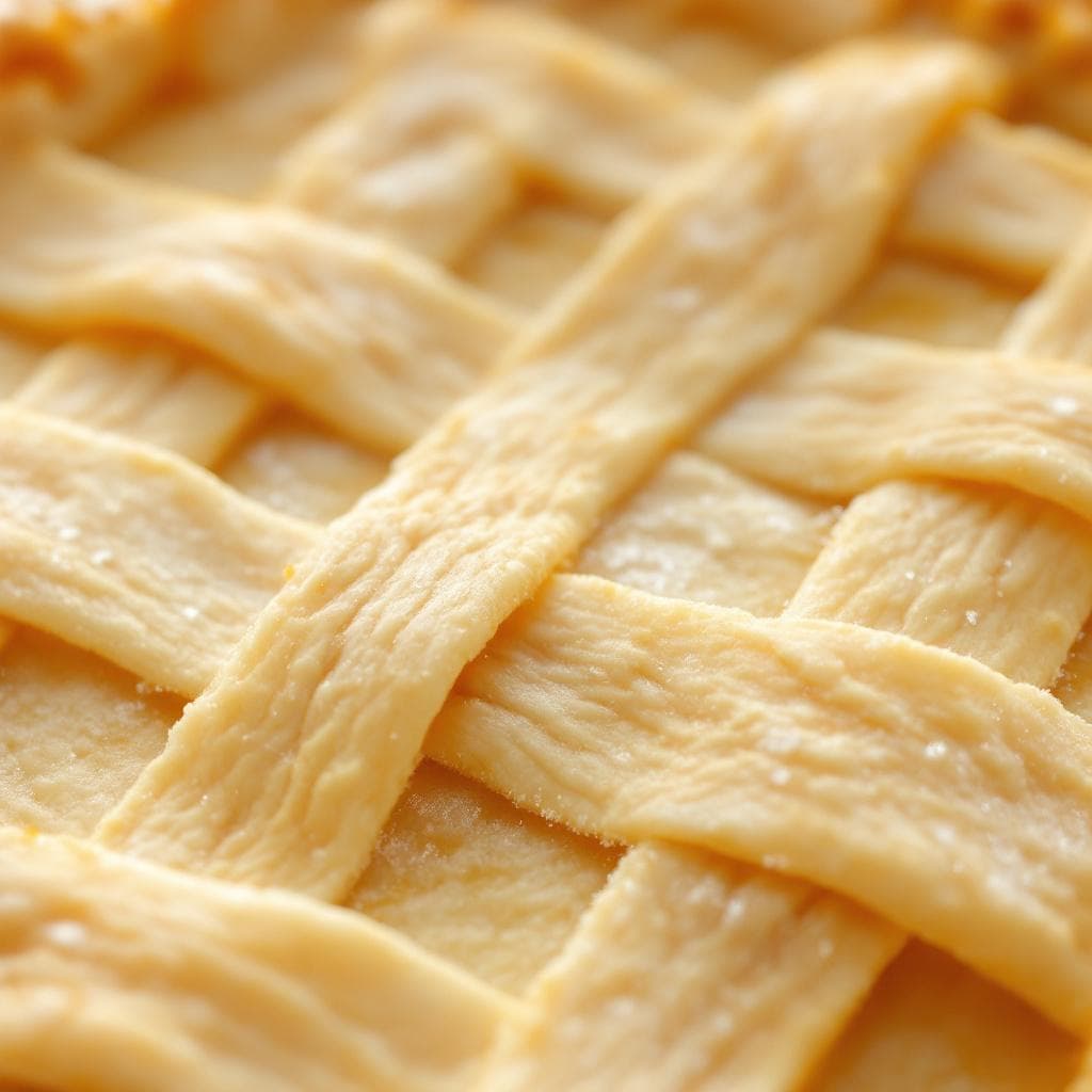 AI generated: Close-up of apple pie crust texture, flaky and golden, photorealistic 3D – for Thanksgiving cooking ...