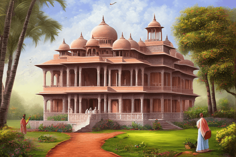 AI generated: traditional home in India digital art