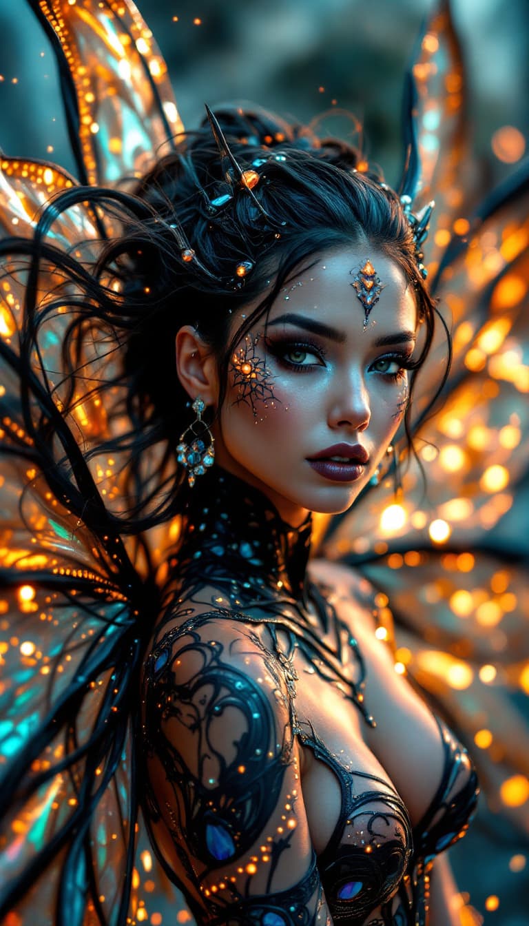 AI generated: An ultra-realistic, full-length capture of a stunning woman, who appears to dance on air, her face a...