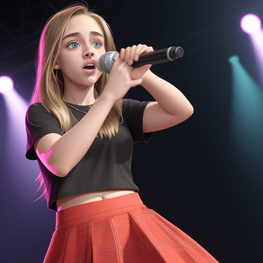AI generated: Hyper realistic brynn cartelli on stage, skirt