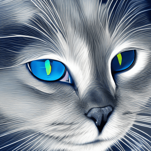 AI generated: Hyper realistic eye level exterior photo of a sitting black realistic cat with blue eyes overlooking...