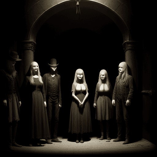 AI generated: after the show empty old circus dungeon synth people in the shadow