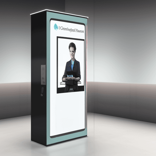 AI generated: telemedicine kiosk, industrial design, very detailed, high end equipment, translucent corian, user f...