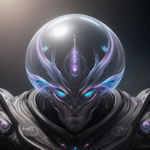 AI generated: Futuristic creature out of other dimention, galaxy background unreal, different dimension, alien, ai...