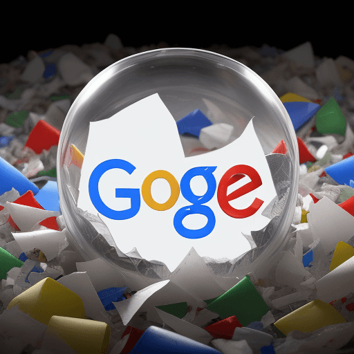 AI generated: a transparent trash with google logo inside with transparent background png form