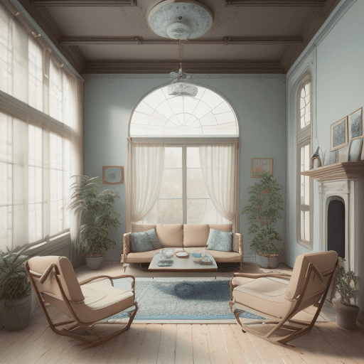 AI generated: High resolution photography interior design, dreamy sunken living room conversation pit, wooden floo...