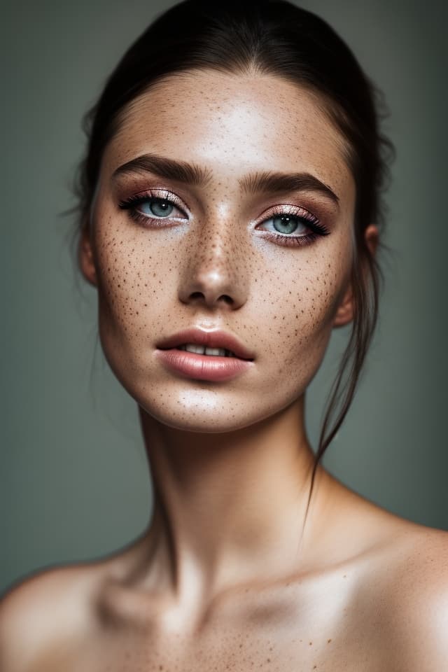 AI generated: beautiful lady, freckles, dark makeup, hyperdetailed photography, soft light, head and shoulders por...
