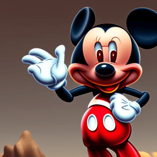 AI generated: micky mouse as warrior ultra realistic high detail action scene