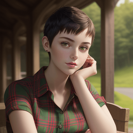 AI generated: A portrait of a young beautiful girl, natural complexion soft skin, under cut hair style, highly det...