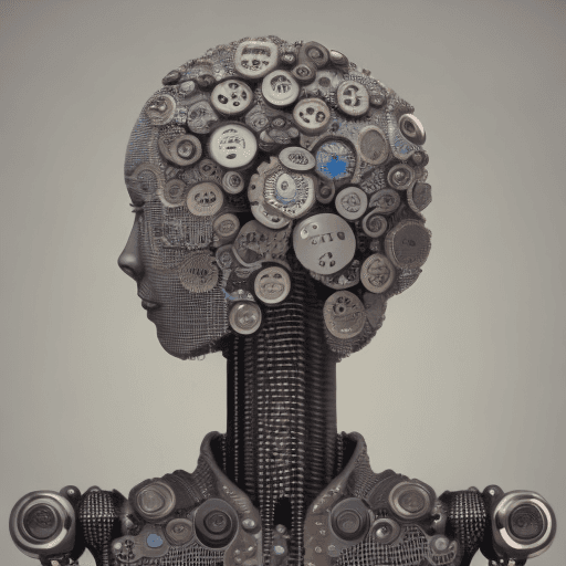 AI generated: a robot's head with buttons on it, in the style of hyperrealistic fantasy, feminine subjects, precis...