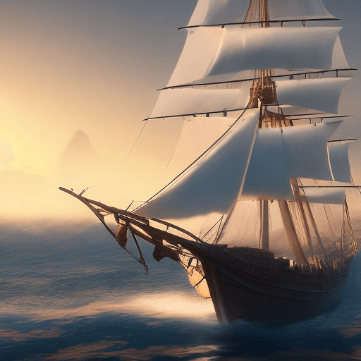 AI generated: Photo of a ultra realistic sailing ship, dramatic light, pale sunrise, cinematic lighting, battered,...