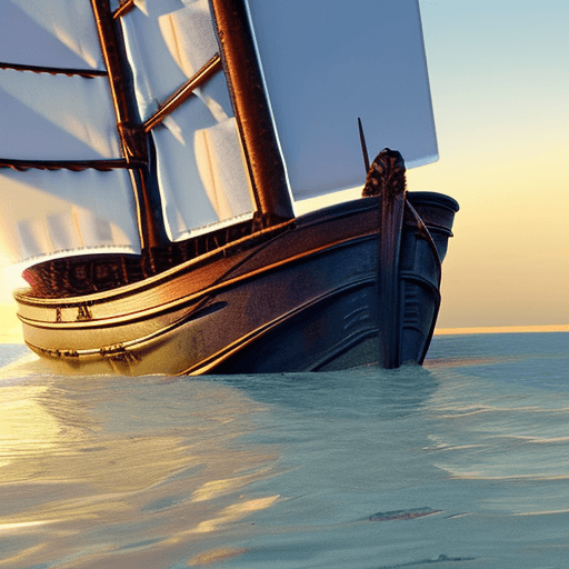 AI generated: Photo of a ultra realistic sailing ship, dramatic light, pale sunrise, cinematic lighting, battered,...