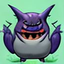 AI generated: pokemon, gengar, ghost, poison, quadrupedal, creature, purple fur, (round body:1.2), short legs, too...