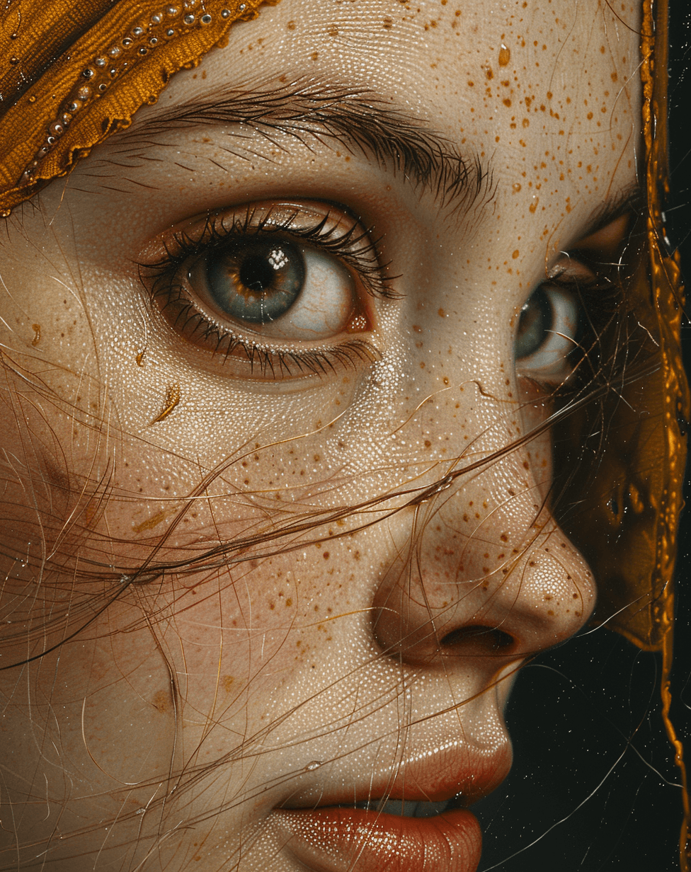 AI generated: a painting of a girl with a pearl earring, in the style of dutch golden age, close-up, 32k uhd, late...