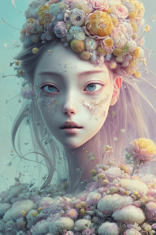 AI generated: "Portrait of a beautiful flower princess!!! petals!! flowers!!", insanely detailed and intricate dig...