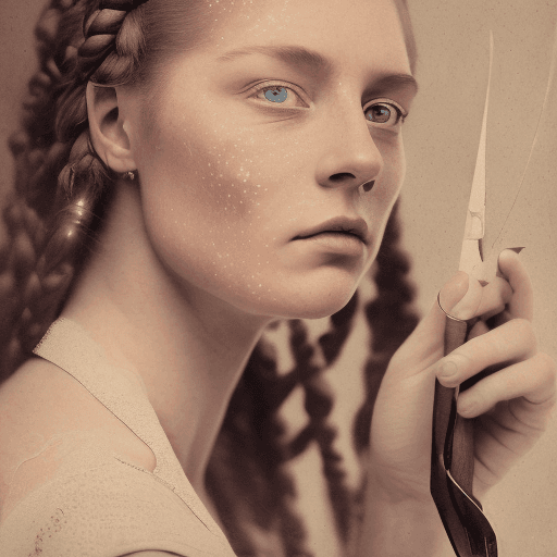 AI generated: A woman with long braided hair, blue eyes and freckles on her face, woman with medical utensils, ele...