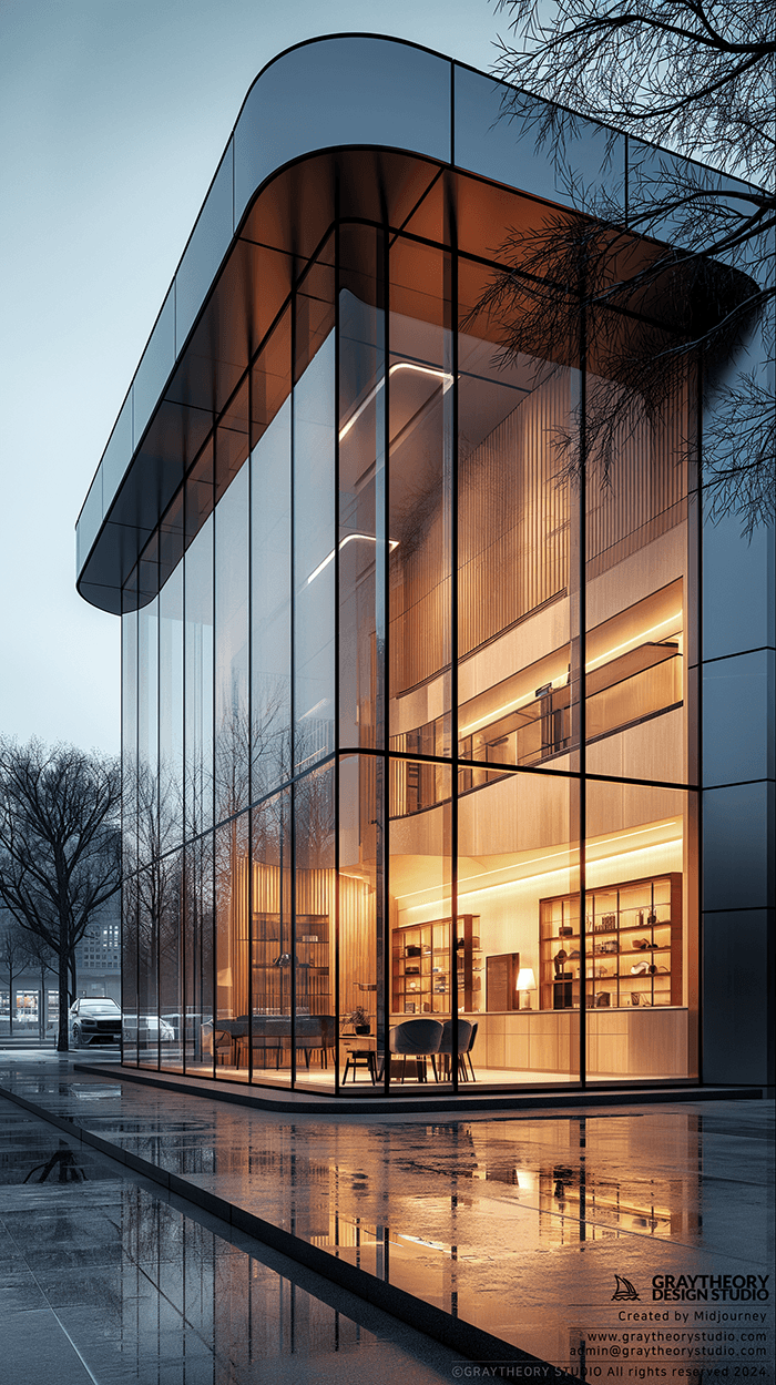 AI generated:  minimalistic retail shop facade