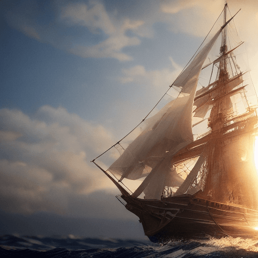AI generated: Photo of a ultra realistic sailing ship, dramatic light, pale sunrise, cinematic lighting, battered,...