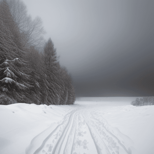 AI generated: Snowflakes,Heavy Snowfall,Snow Drifts,Snowy Landscape,Limited Visibility