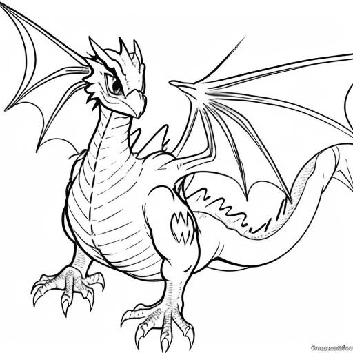 AI generated: cartoon baby bird dragon only the lines so i can paint it and fit the canvas