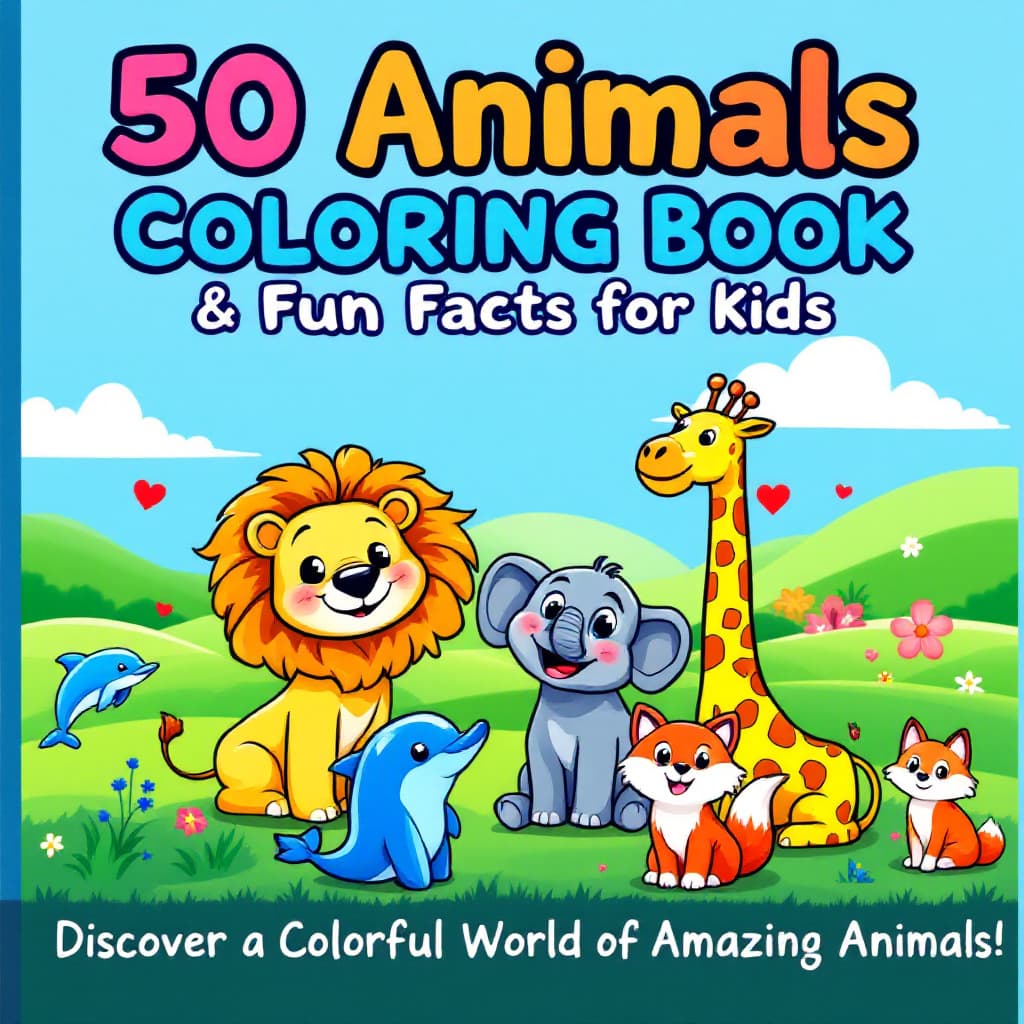 AI generated: A vibrant and engaging children's coloring book cover featuring a playful cartoon-style design. The ...