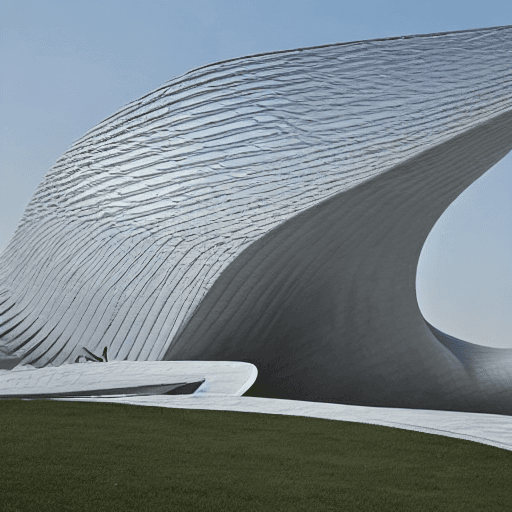 AI generated: create a parametric building for conceptual art center look like heydar aliyev center an kind of uni...