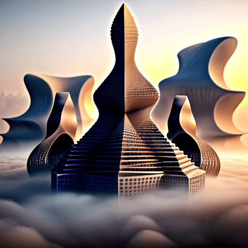 AI generated: Fabric mathematical surfaces architecture skyscraper/contemporany/parametric architecture/organic st...