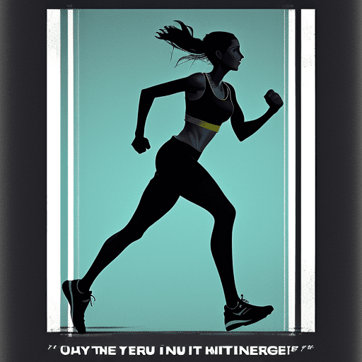 AI generated: Design a motivational fitness poster featuring a runner in motion, with bold typography and an inspi...
