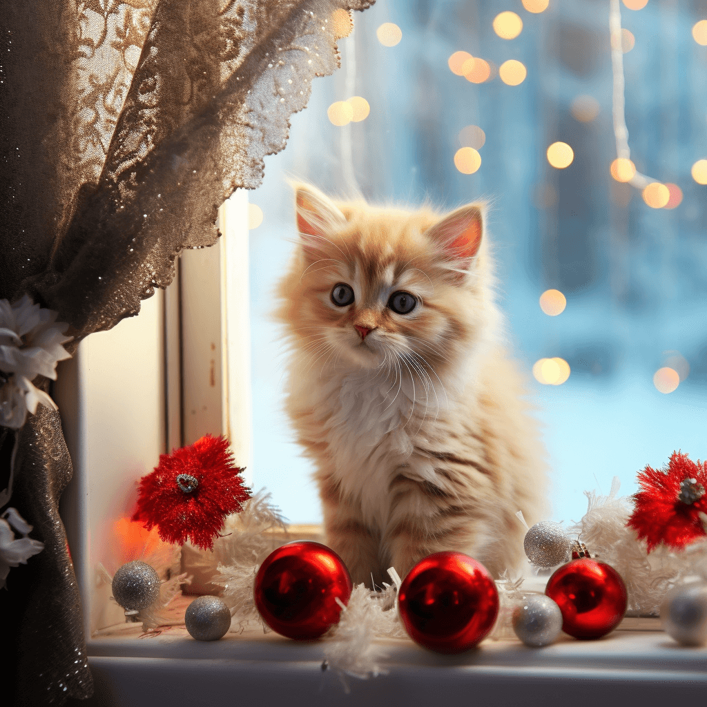 AI generated: beautiful christmas decorated window, on the windowsill is a beautiful christmas bouquet in bowl, ne...