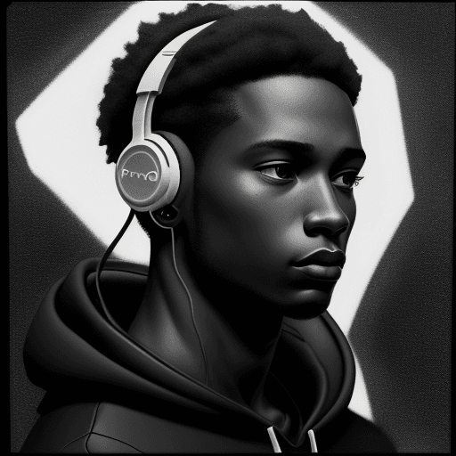AI generated: [Black Man] wearing headphones, drawn with white ink on black paper --ar 8:15 --stylize 50 --v 5.2