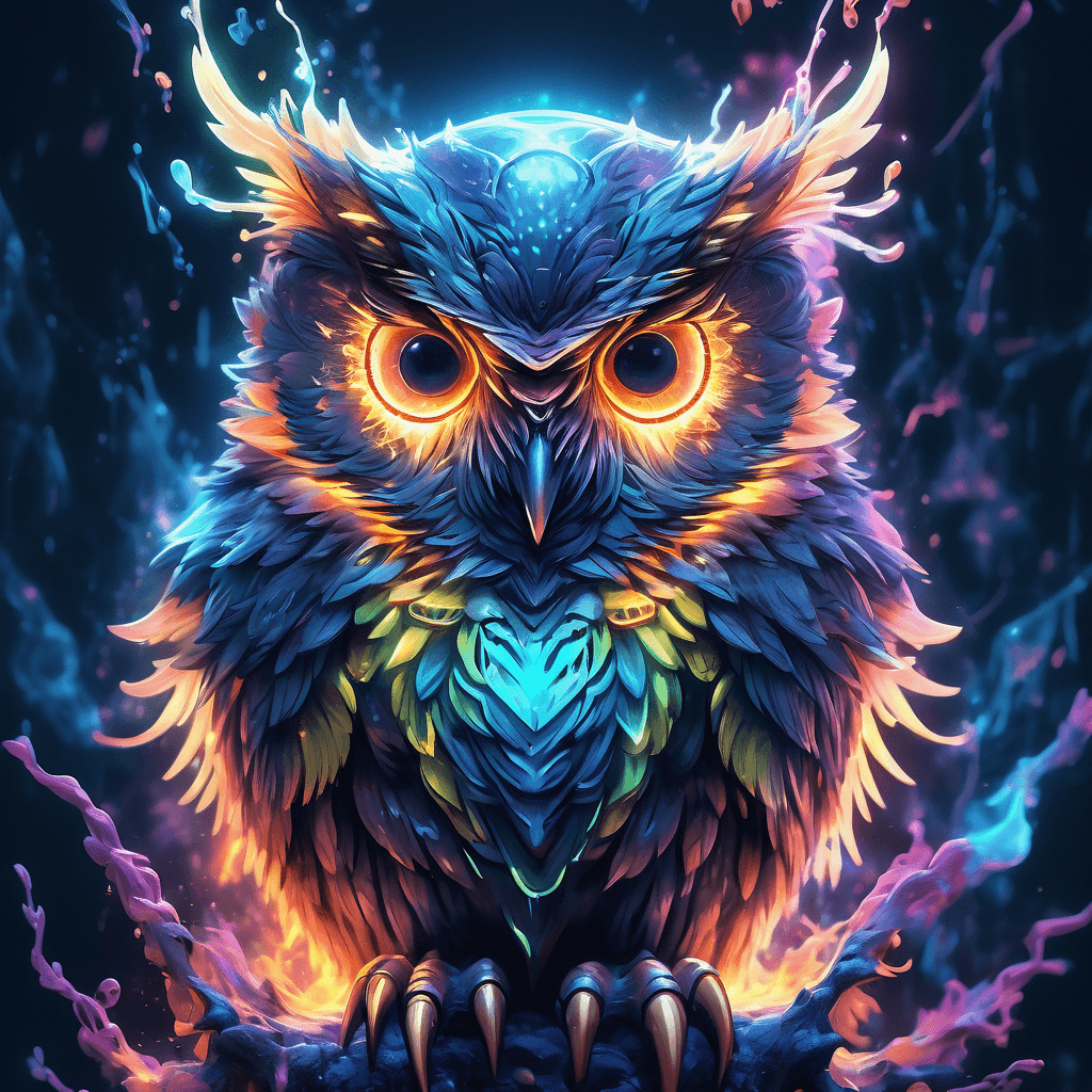 AI generated: magic realism  masterpiece , x ray  animal totem, translucent  owl , glowing , luminism ,bioluminesc...