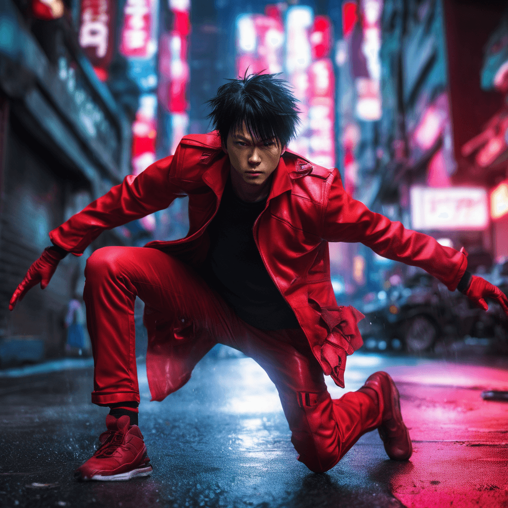 AI generated: Cimematic shot, Anime Akira live action, Akira Tetsuo character ,performing a psychic attack against...