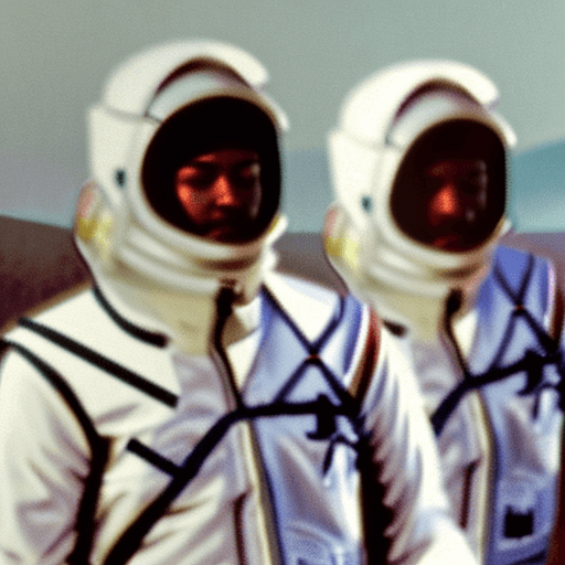 AI generated: a Blackman in a white ski mask and is wearing white track suit, with a nasa logo on his tracksuit, r...