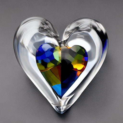AI generated: visually captivating and awe-inspiring image of a Glass Heart that showcases the intricate internal ...