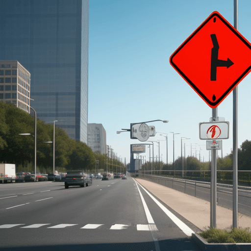 AI generated: traffic sign with single direction lock all twisted