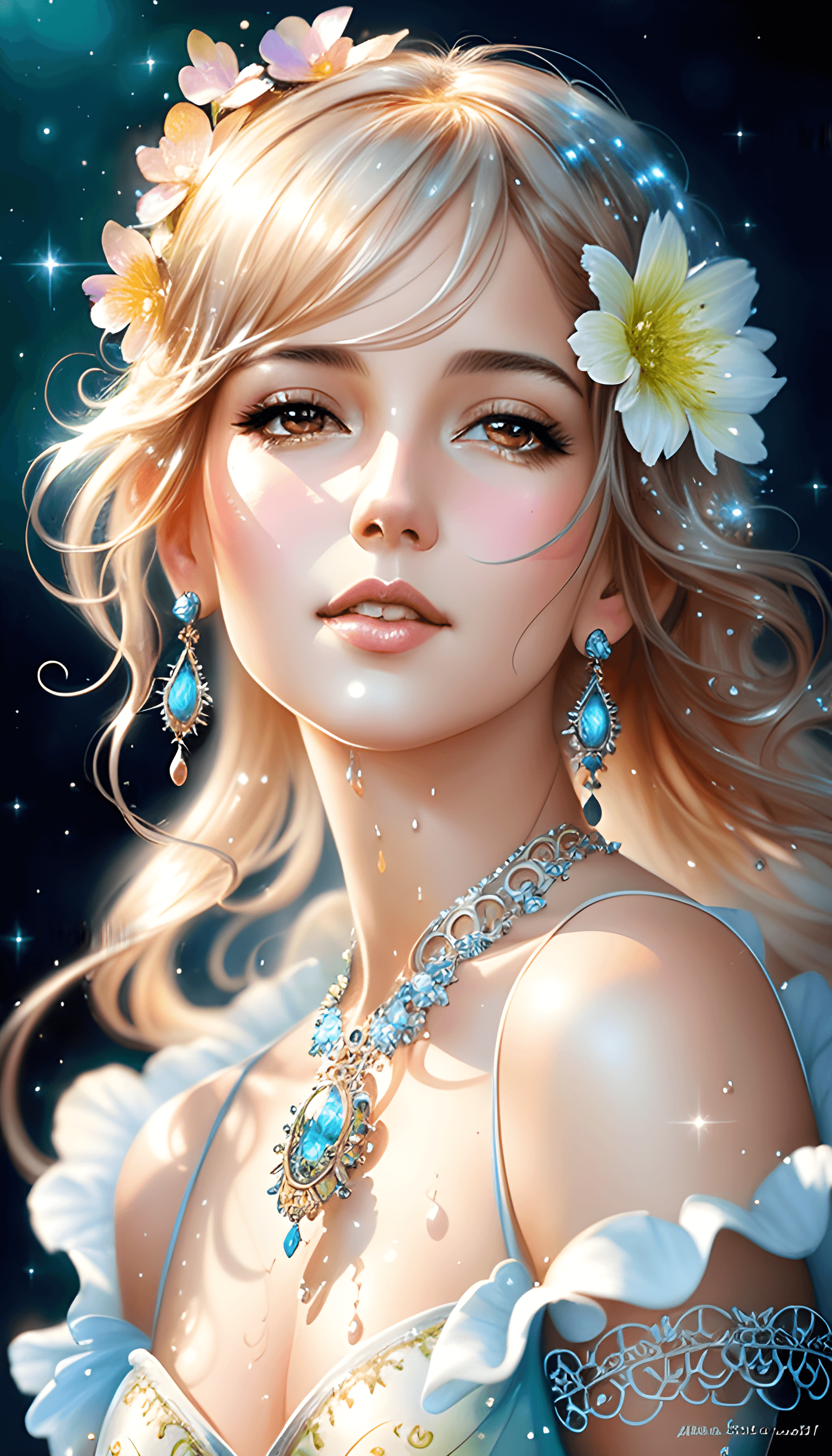 AI generated: art by Mandy Disher, digital art 8k, Jean-Baptiste Monge style, bright, beautiful, splash, Glitterin...